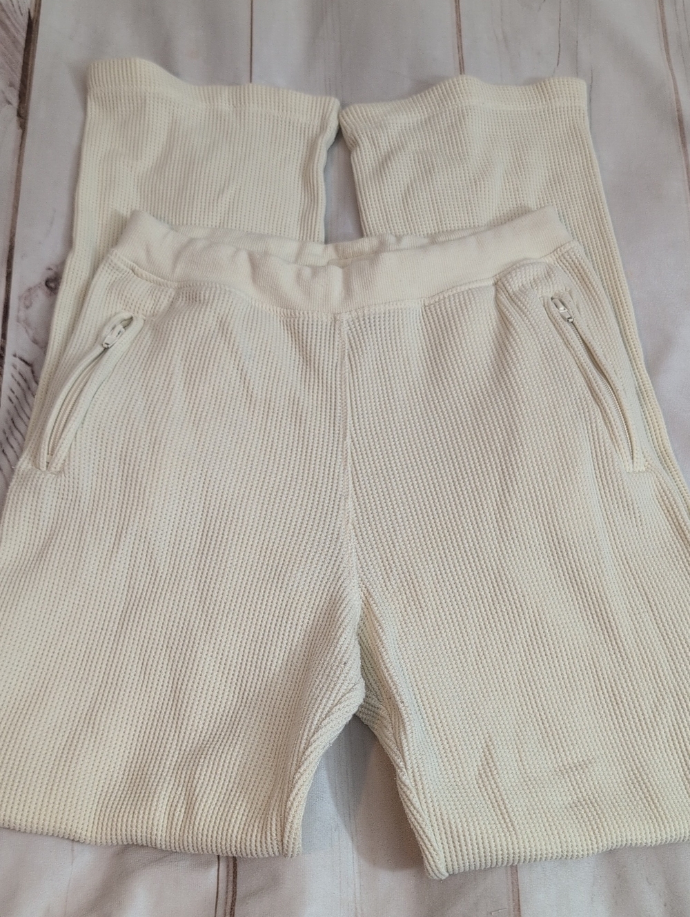 SKIMS Ribbed High Waist Leggings Womens Small Cream Cotton Stretch Lounge